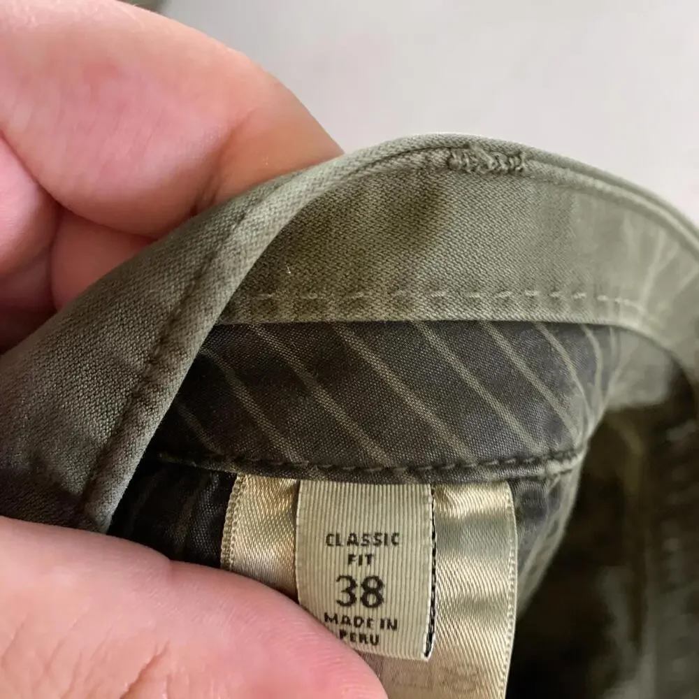 Robert Graham Shorts Mens 38 Olive Green Twill Mid Rise 9